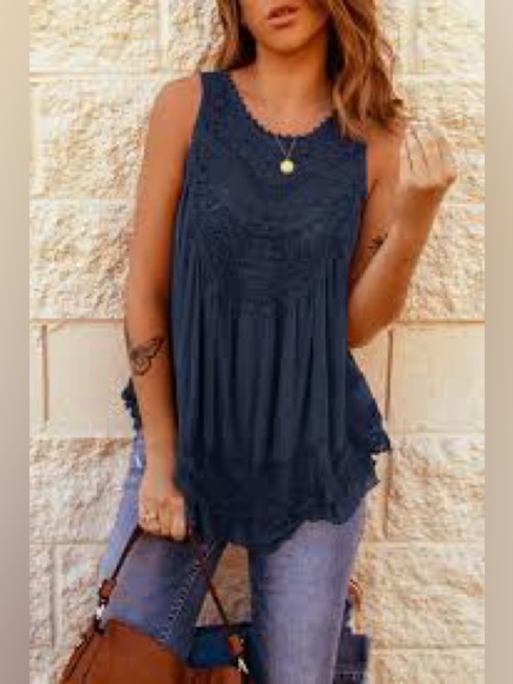 1X NWT Entro Navy Sleeveless Tank / Tunic